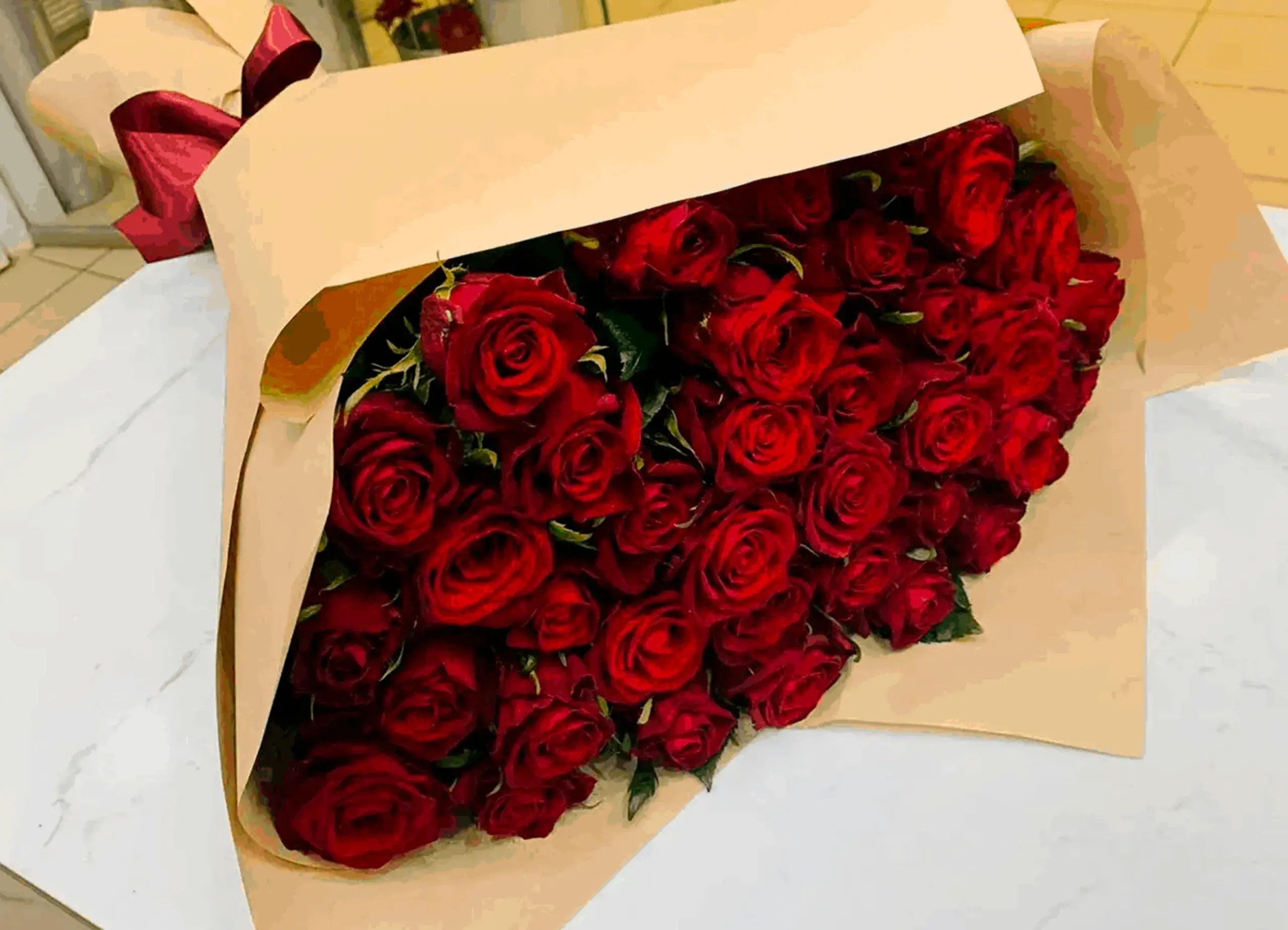 Букет из 25 роз 60 см