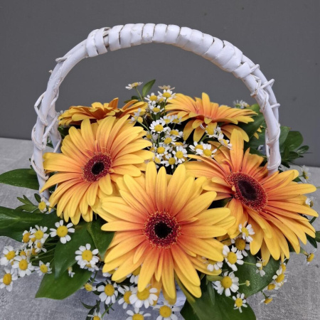 Букет_Корзина с яркими герберами
