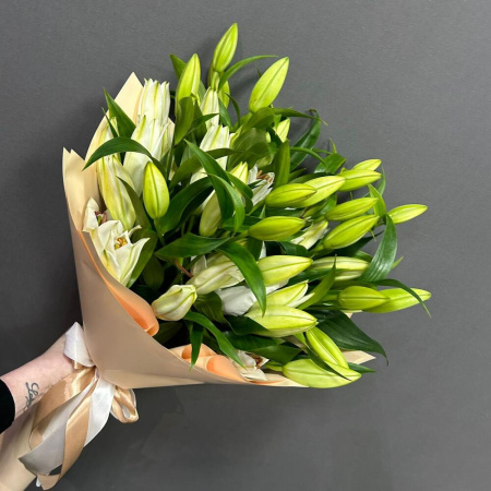 Букет_9 белых лилий